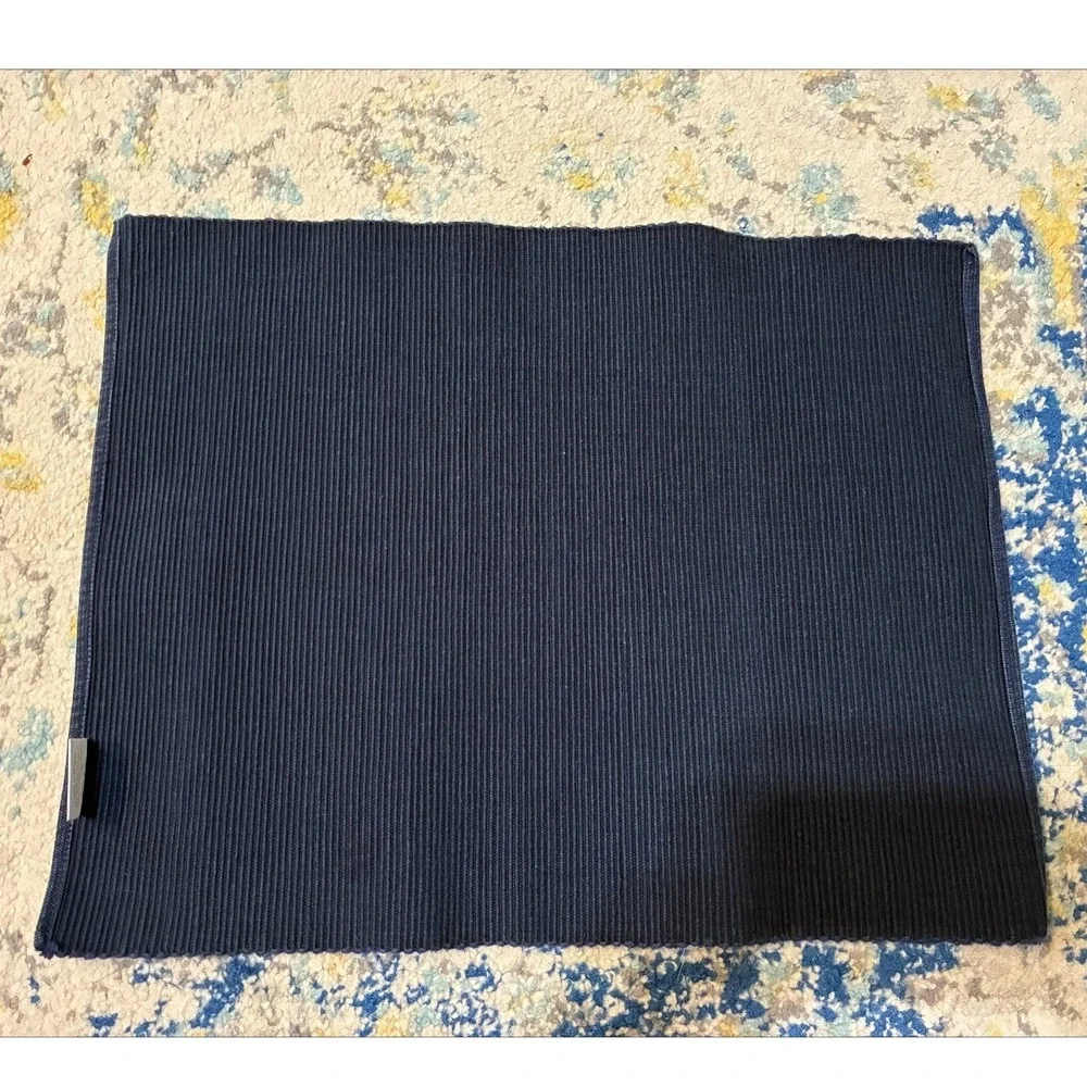 Pottery Barn Navy Blue Ribbed Cotton Placemats Set of 2 Rectangular 19x14 India